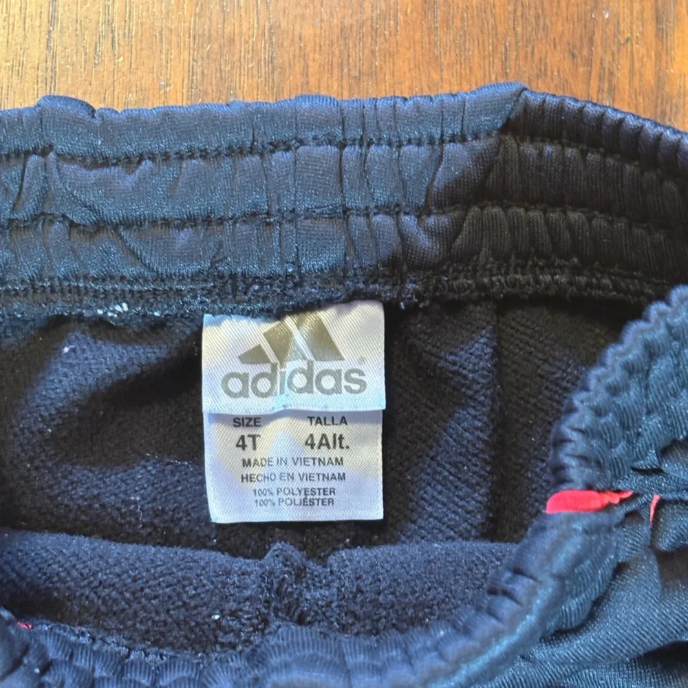 Adidas Kids Black and Red Track Pants - Picture 2 of 3